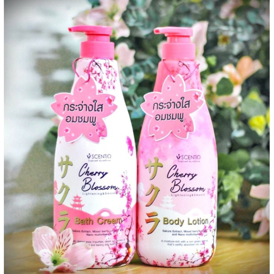 Kem tắm dưỡng ẩm làm sáng và mịn da  Beauty Buffet Scentio Cherry Blossom 700ml