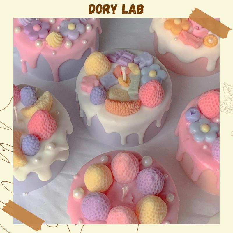 Nến Thơm Handmade Bánh Kem Dâu Tây Ngũ Sắc Mix Topping, Quà Tặng Độc Đáo - Dory Lab