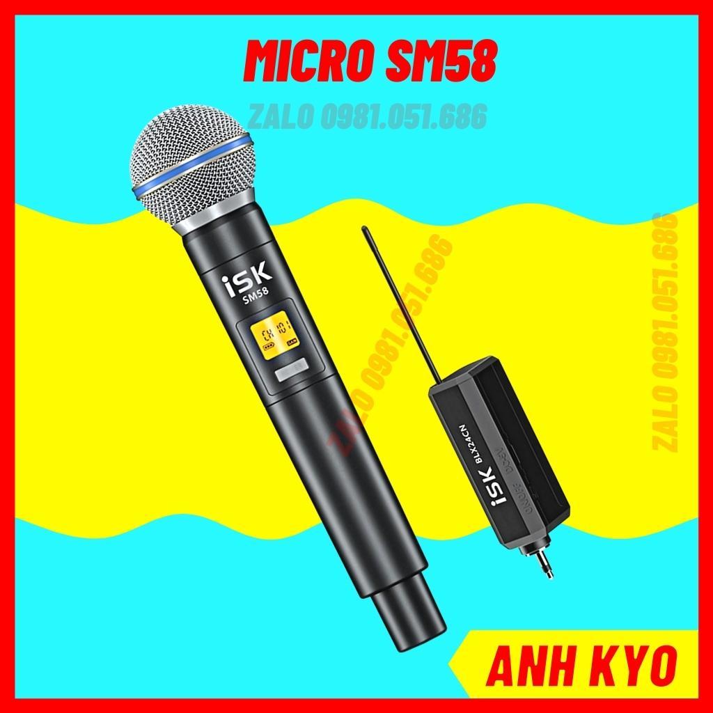 Mic thu âm ISK SM58 Cầm Tay - Micro Không Dây Màu Đen BLX24CN/SM58 Dùng Cho Sound Card, Âm ly, Vang, Mixer, Loa