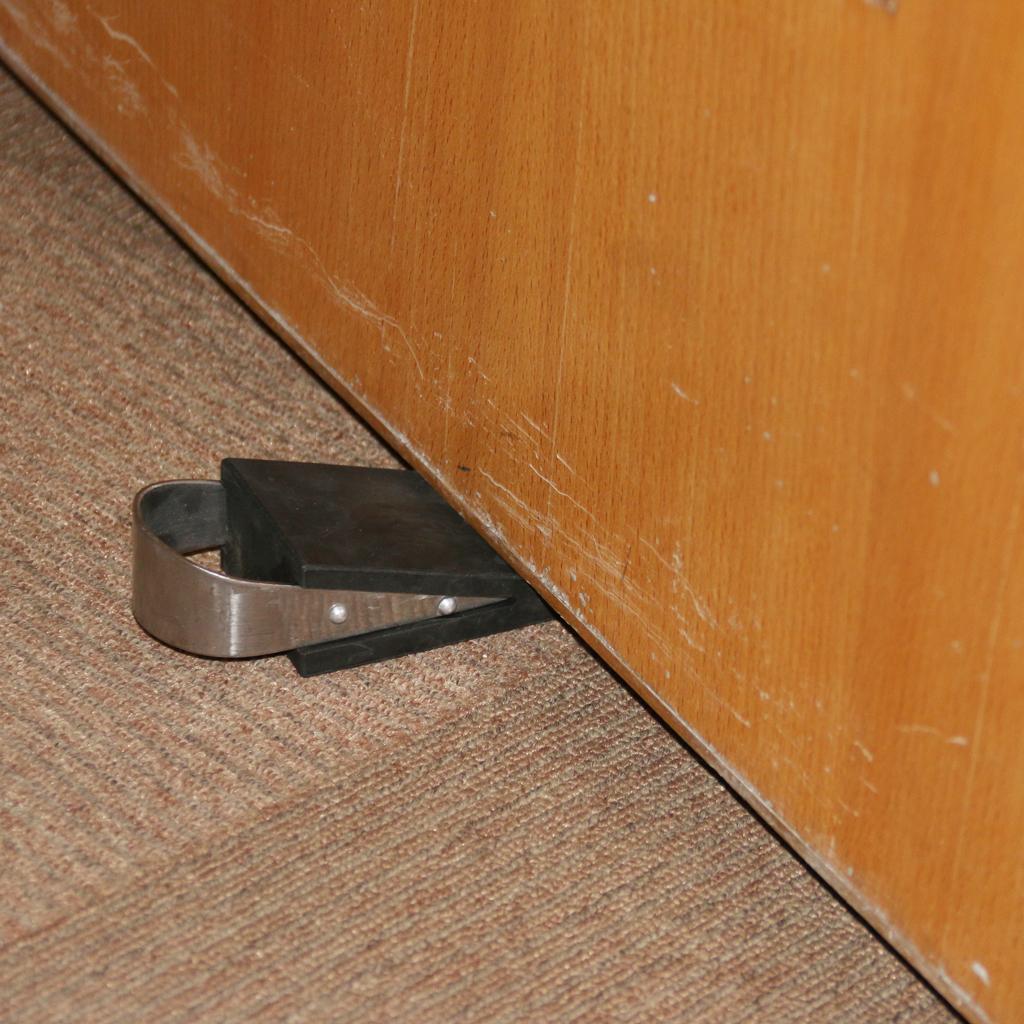 Rubber Stainless Steel Door Stopper Stop Door Block Wedge Black