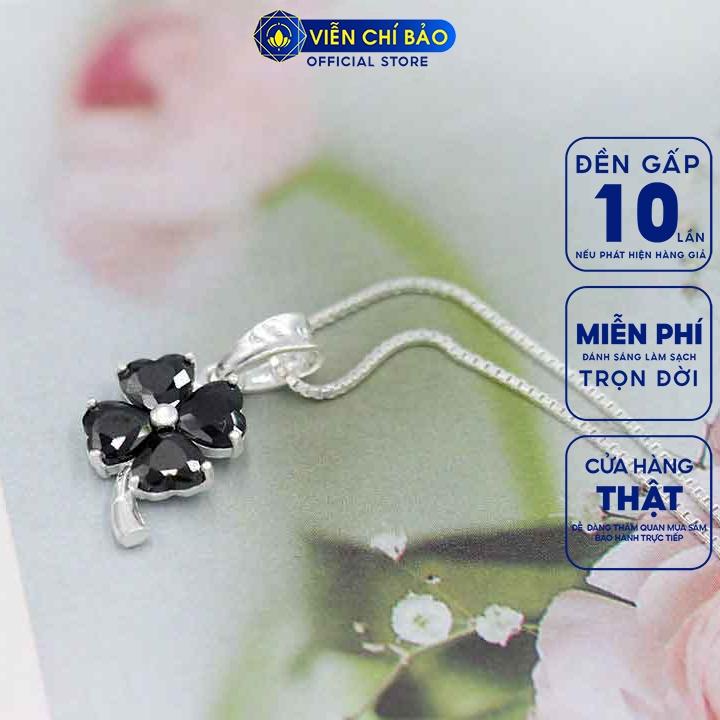 Dây chuyền bạc nữ mặt cỏ 4 lá chất liệu bạc S925 thời trang phụ kiện trang sức nữ Viễn Chí Bảo M400338 + D400143x
