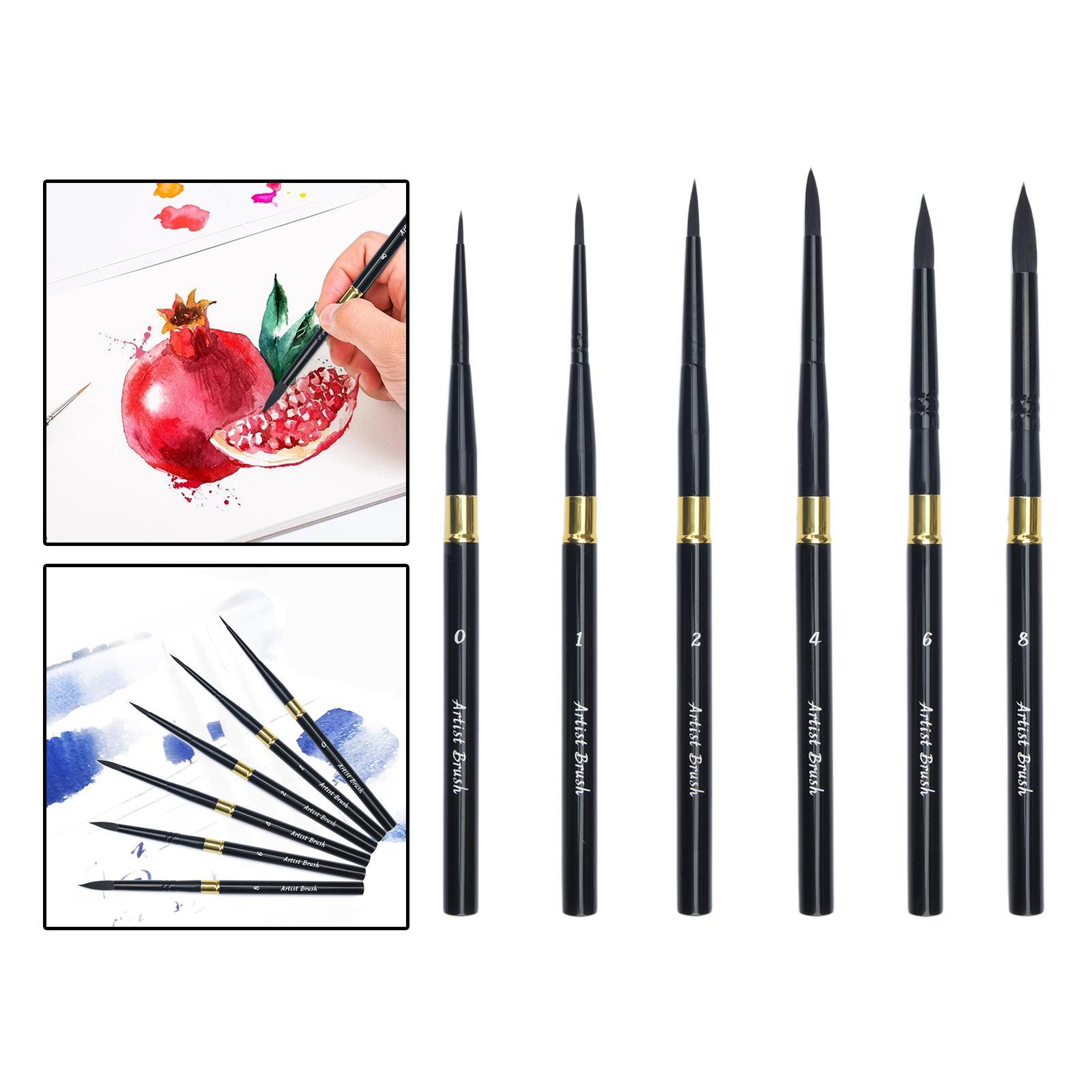 6pcs Brush Set Nylon Brushes for Oil Watercolor Artist Painting Art