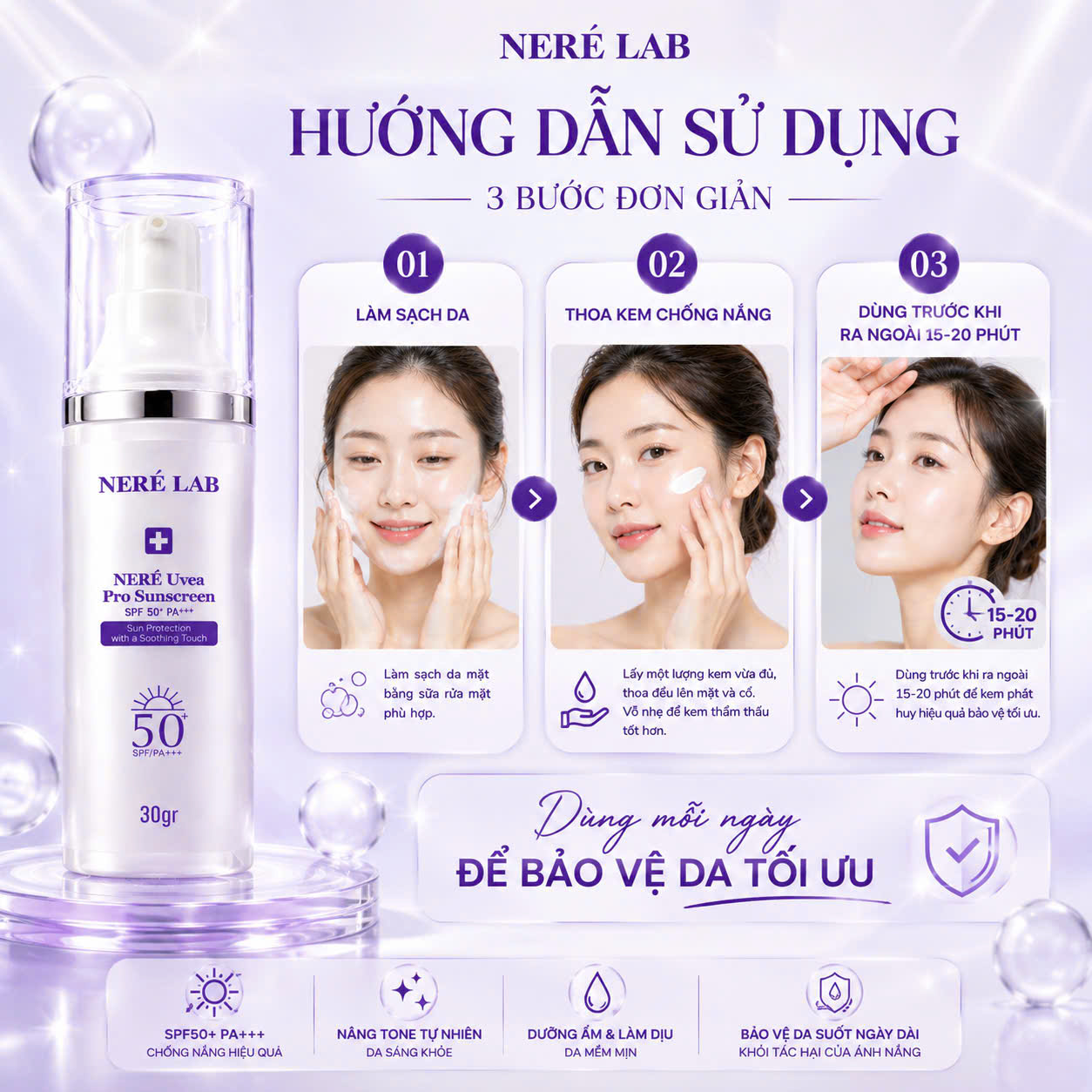 Kem Chống Nắng Neré Uvea Pro Sunscreen SPF50+ PA+++