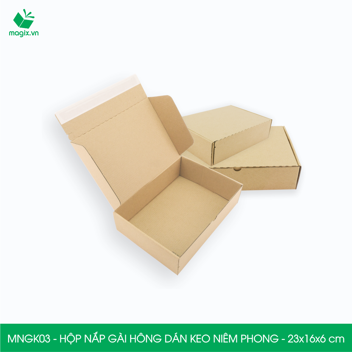 MNGK03 -  23x16x6cm - COMBO 100 HỘP CARTON NẮP GÀI HÔNG CÓ KEO NIÊM PHONG - THÙNG HỘP CARTON ĐÓNG HÀNG