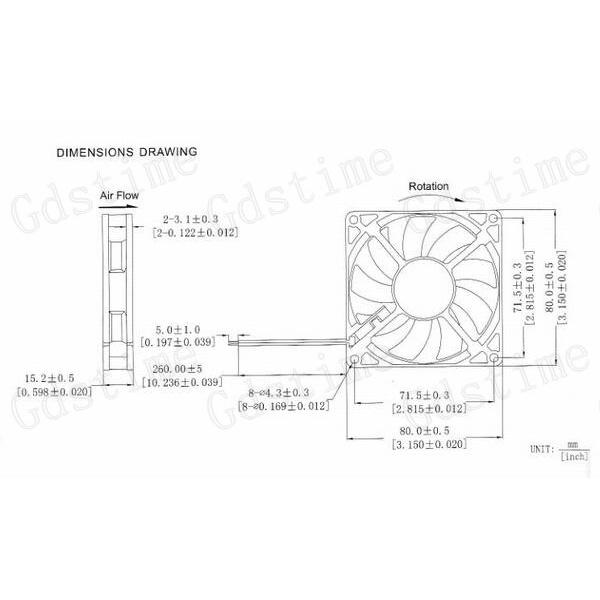 1 Pcs Gdstime 1 Wires 4pin 8011 11V DC 80mm x 11mm Computer Case Cooling Fan 80x80x11mm 8cm