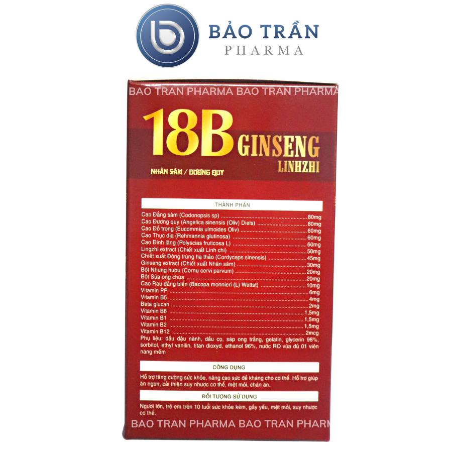 Vitamin tổng hợp 18B GINSENG tăng sức đề kháng, bồi bổ cơ thể- Hộp 100 viên