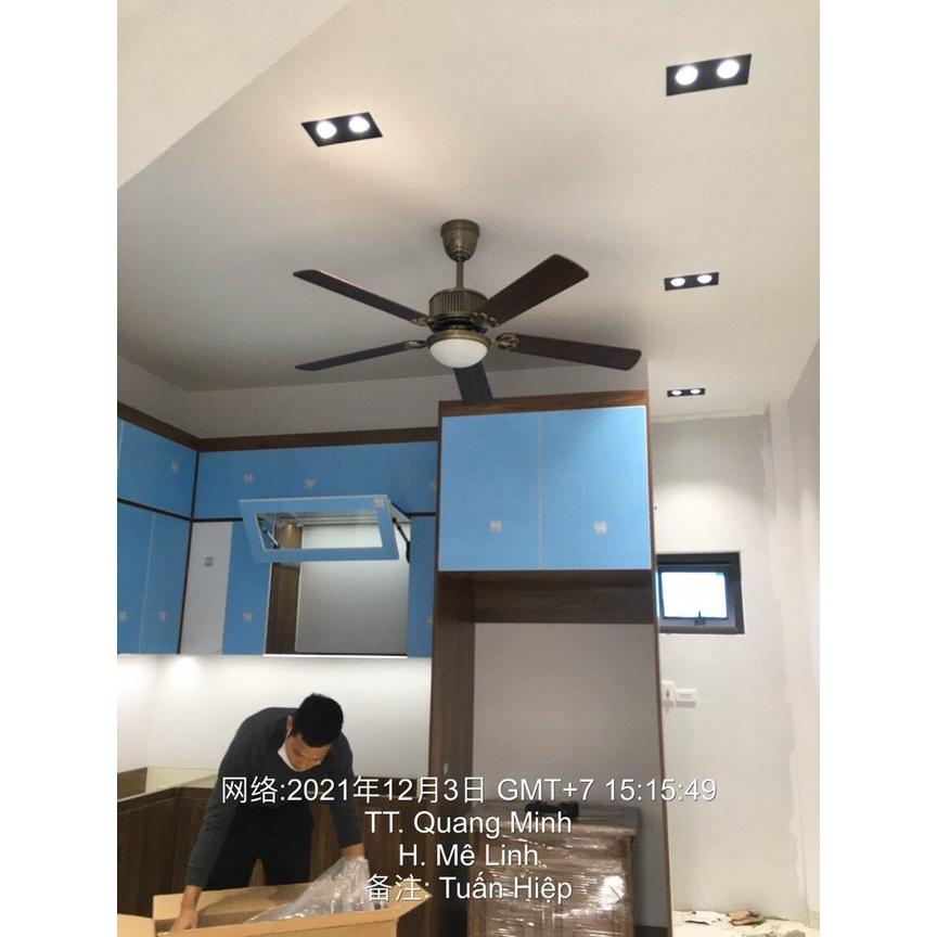 Quạt Trần Đèn 5 Cánh Gỗ,Điều Khiển Từ Xa 3 Chế Độ Ánh Sáng,Có Đảo Chiều Hút Ẩm Mùa Đông,Sải Cánh Lớn,Mã 120
