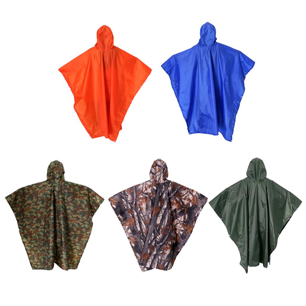 Outdoor 3in1 Raincoat Poncho Backpack Rain Cover Tent Mat Waterproof Orange