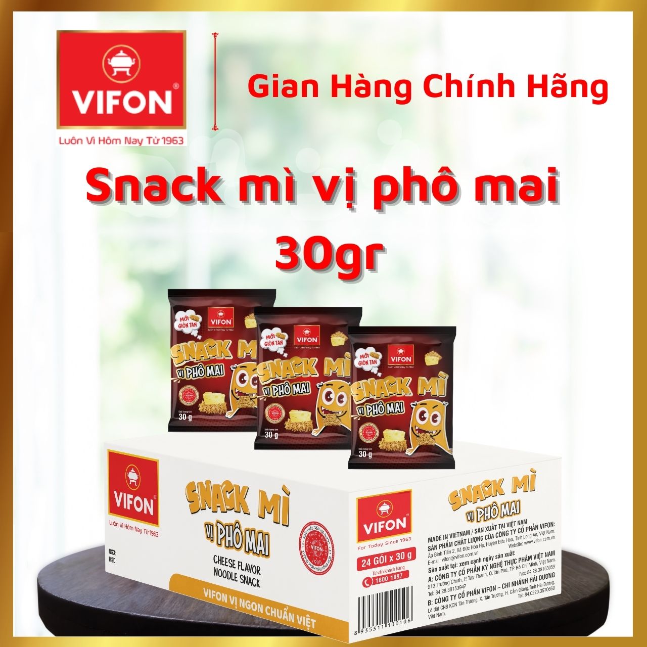 Thùng 24 Snack Mì Phô Mai VIFON (30gr/ Gói)