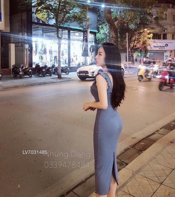 LH11 - Đầm Body 2 Dây Cánh Tiên Xẻ Sau