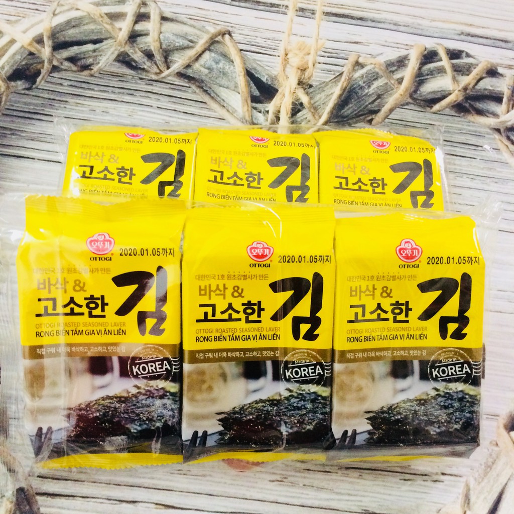 Combo 6 lốc Rong biển Ottogi tẩm gia vị ăn liền (Lốc 3 gói - 12.6gr)