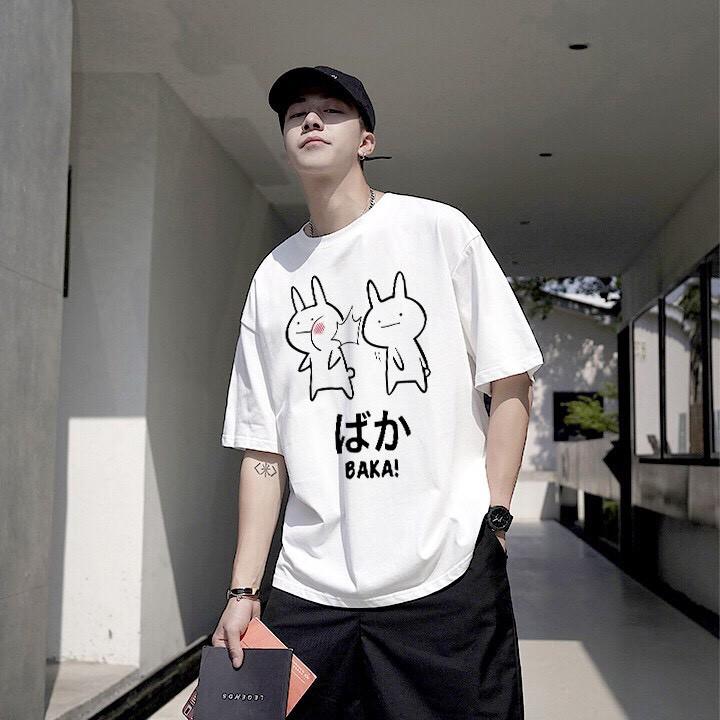 Áo Thun Tay Lỡ Unisex Thỏ Baka Siêu Cute