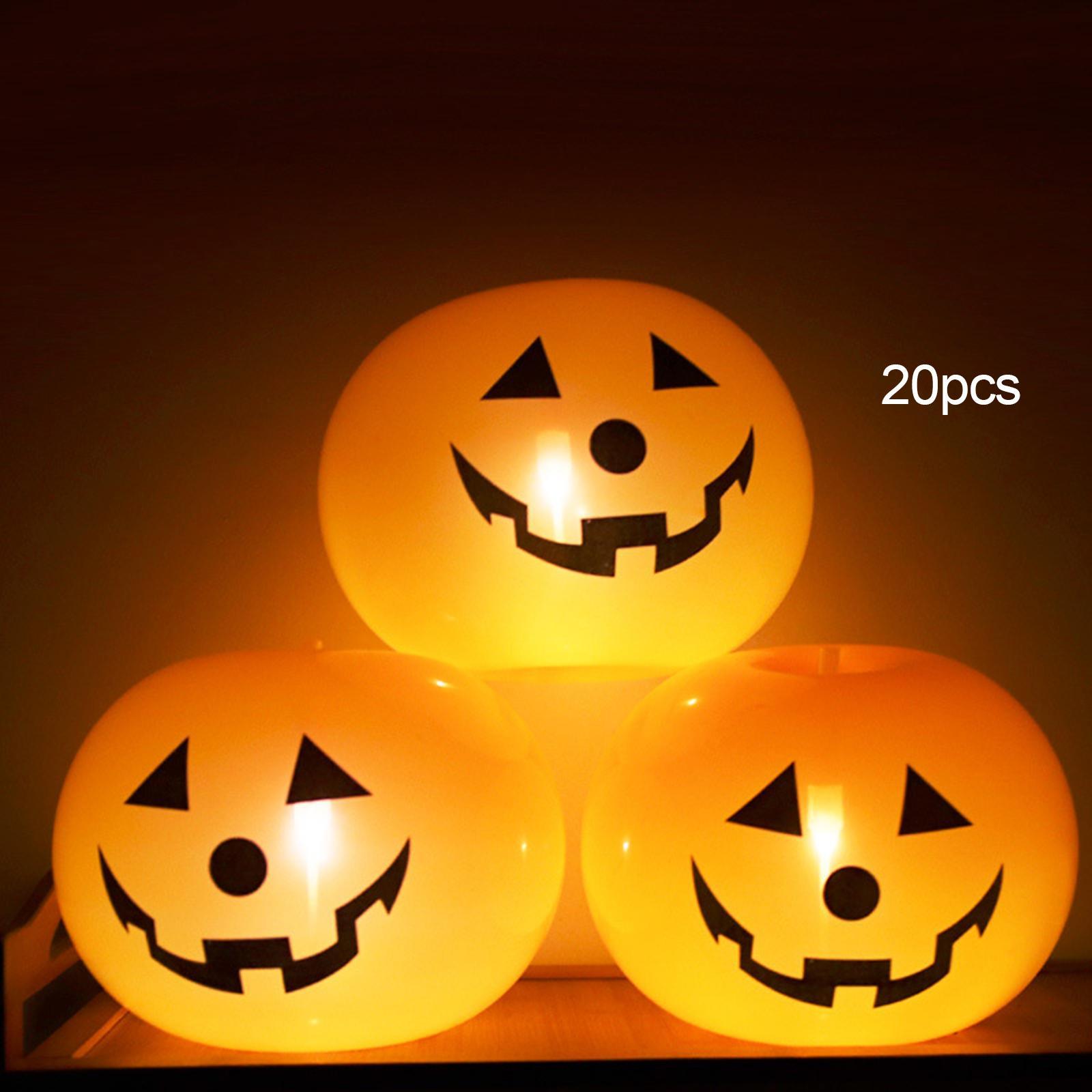 20x Pumpkin Light up Balloons Halloween Kids Toys for Yard Garden Decoration