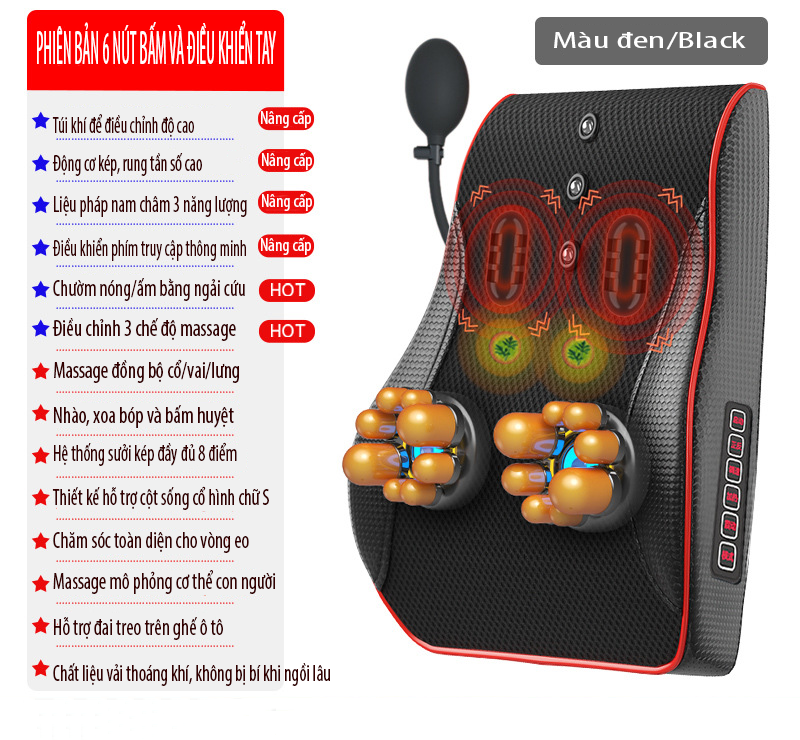 Gối/đệm massage đa năng kéo dài hỗ trợ chữa trị, làm giảm đau thắt lưng, đau cột sống cổ