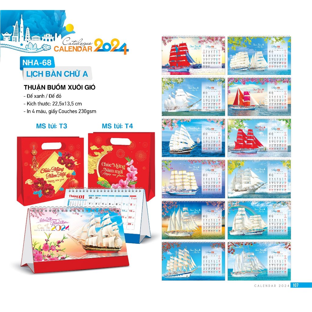 Lịch bàn chữ A - Lịch Tết 2024 Giáp Thìn - Tinh Hoa Việt Nam- Quà Tặng Năm Mới