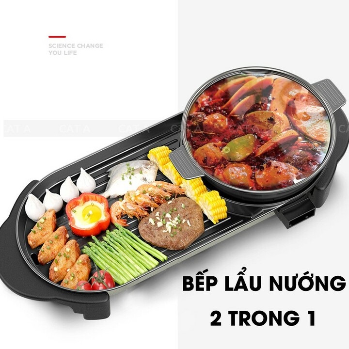 Bếp nướng lẩu đa năng 2 trong 1 chống dính cao cấp - Công suất: 1100-2200W -  Kích thước : 67x28x26cm - Mã: JNS-DKL2