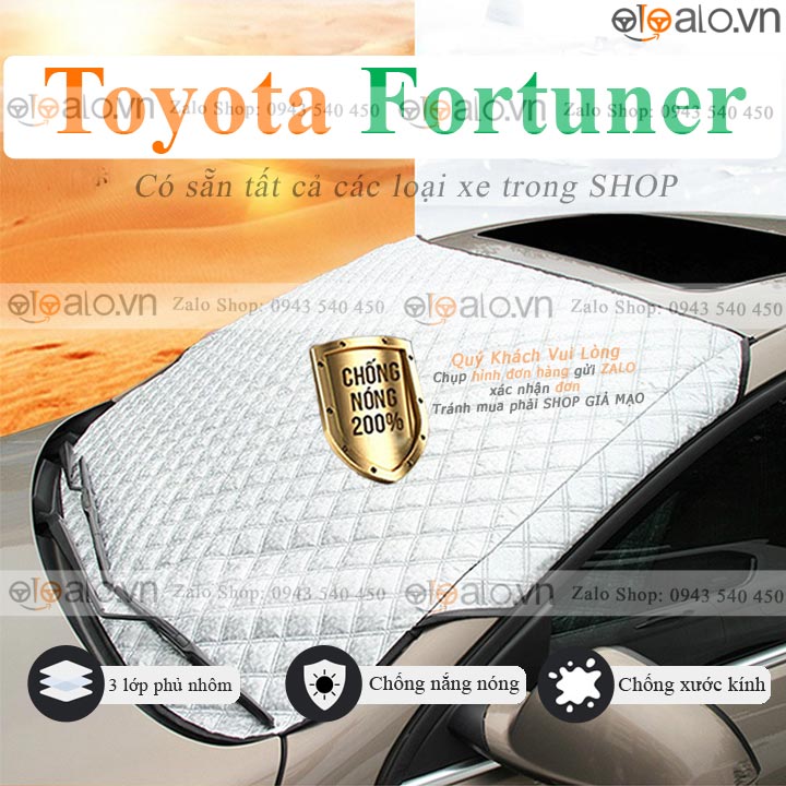 Tấm che chắn nắng kính lái ô tô Toyota Fortuner CAO CẤP 3 Lớp Chắn Nắng Cản Nhiệt