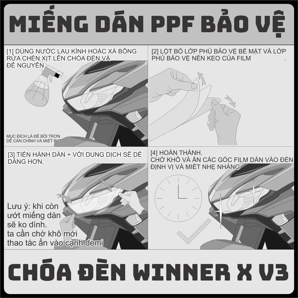 CHÓA ĐÈN Winner X V3 | Miếng dán PPF bảo vệ CHÓA ĐÈN honda Winner X V3 cao cấp chống trầy xước