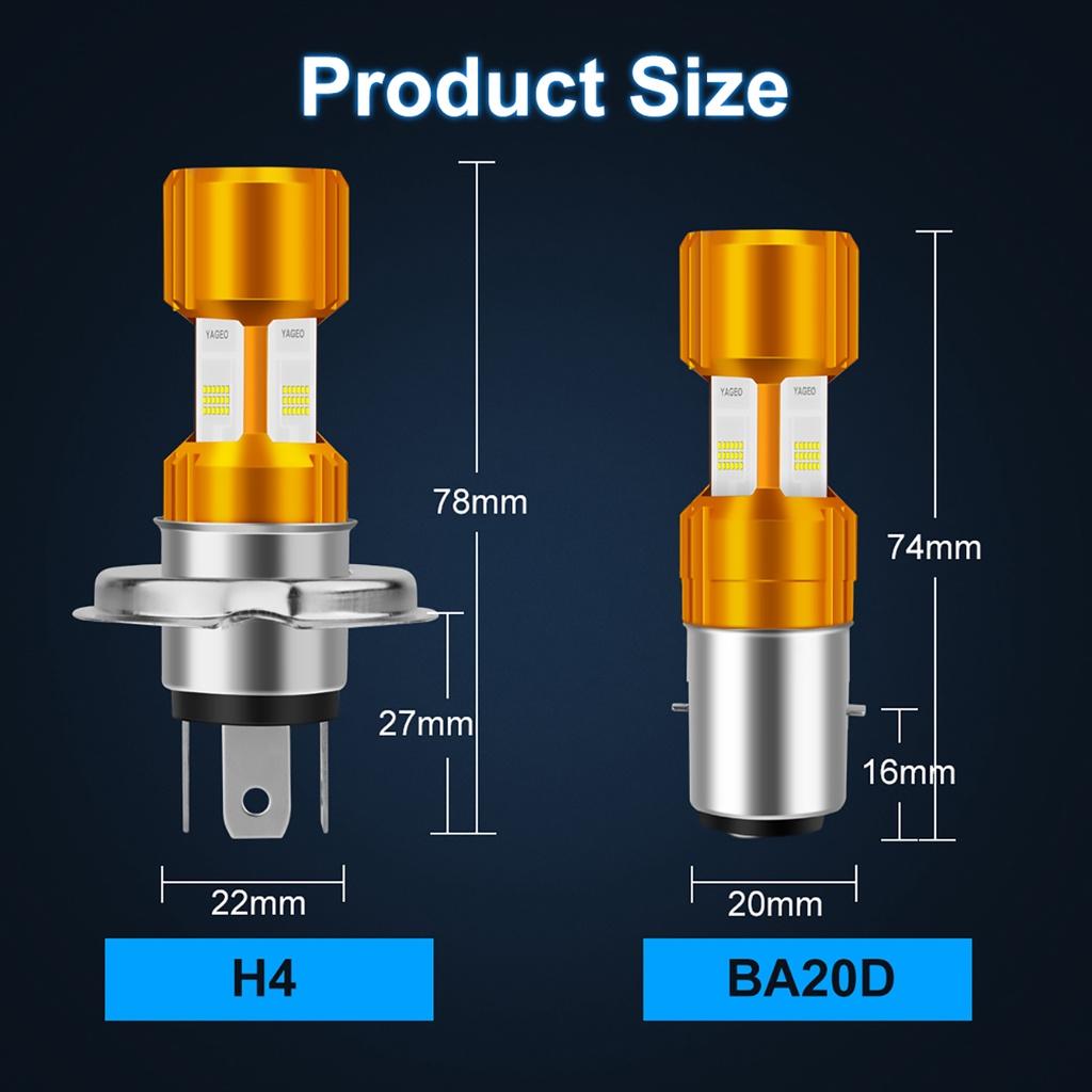 Bóng đèn LED H4/BA20D 12V HS1 H6 1200lm dùng làm đèn pha chuyên dụng cho xe mô tô