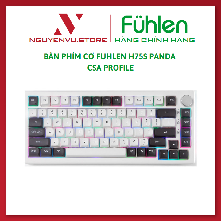 Bàn phím cơ không dây Fuhlen H75S PANDA / Fuhlen H75S SAOLA  (3 Mode/ GASKET/ HOTSWAP/ MẠCH XUÔI) - Hàng chính hãng