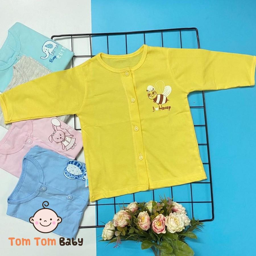 COMBO 10 Áo sơ sinh tay Dài cài Giữa Màu Thái Hà Thịnh - Chất vải cotton 100% mềm, mịn, thoáng mát, chất lượng