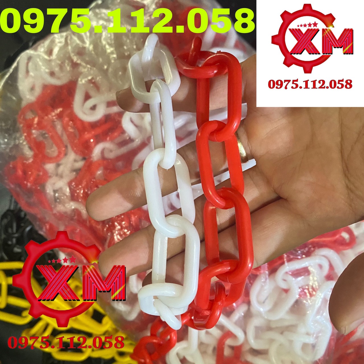 Dây xích nhựa trắng đỏ phi 6