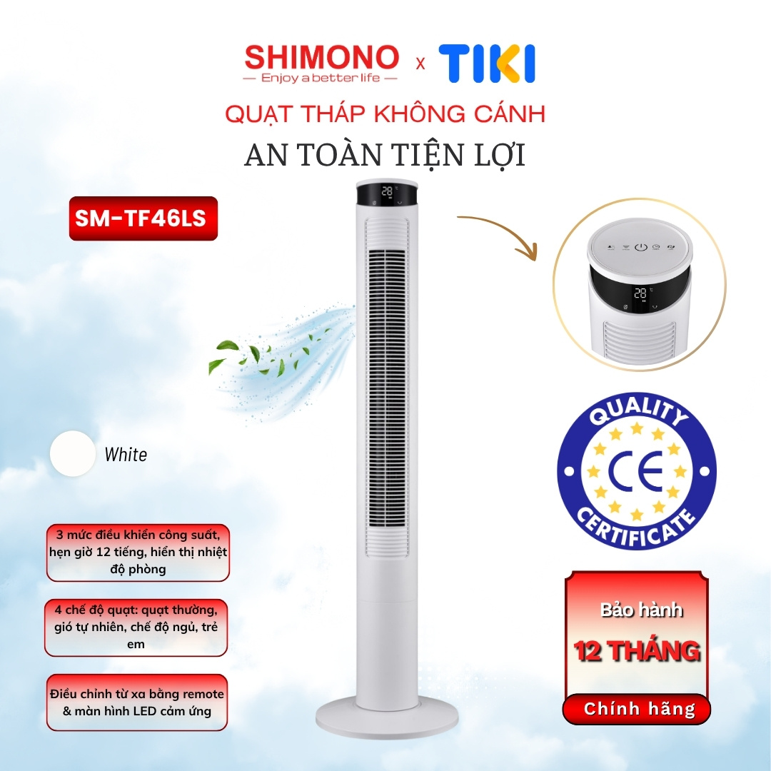 Quạt Tháp SHIMONO SM-TF46LS Cao Cấp Màn Hình LED Hiển Thị Nhiệt Độ BH 12 Tháng - 2 Màu lựa chọn Hàng Chính Hãng