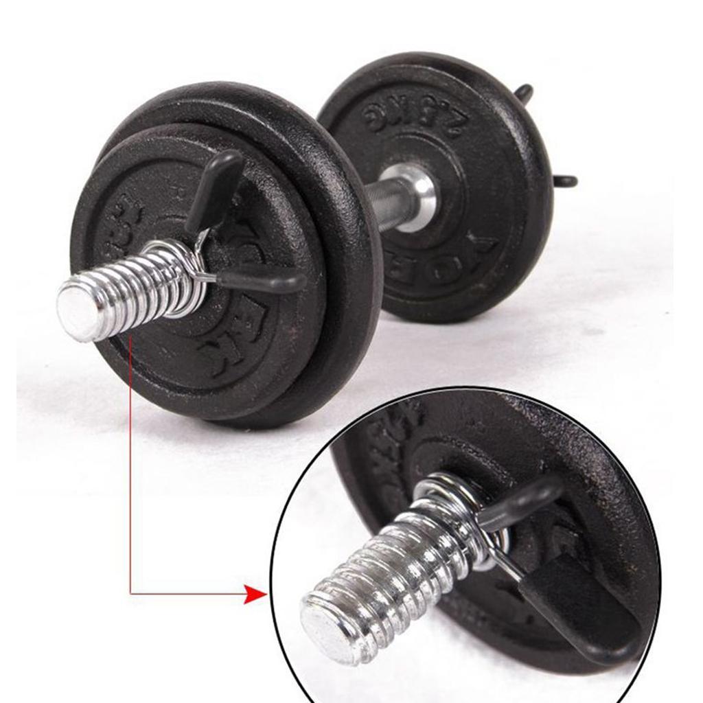 Gym Barbell Weight Bar Spring Clamp, Dumbbell Lock Steel Collar Clips Adjuster