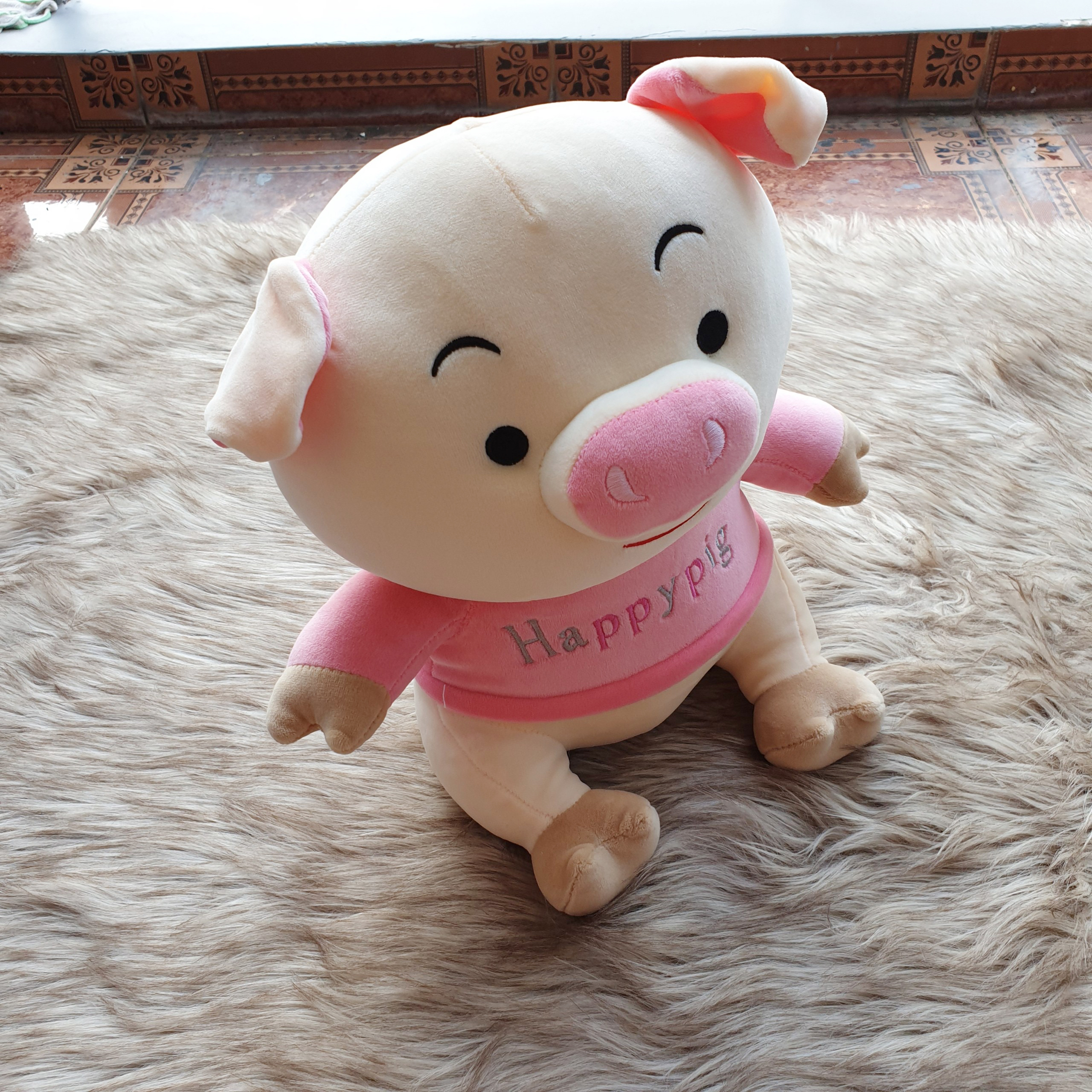 Heo Happy hồng nhồi bông size 40cm