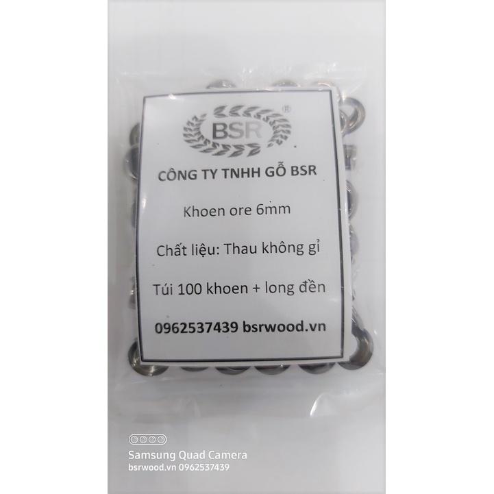 Khoen ore mắt cáo 6mm Bằng Thau không gỉ Màu bạc, vàng, đen, đồng Khuy mắt cáo bấm vải, quần áo, túi xách, đồ da