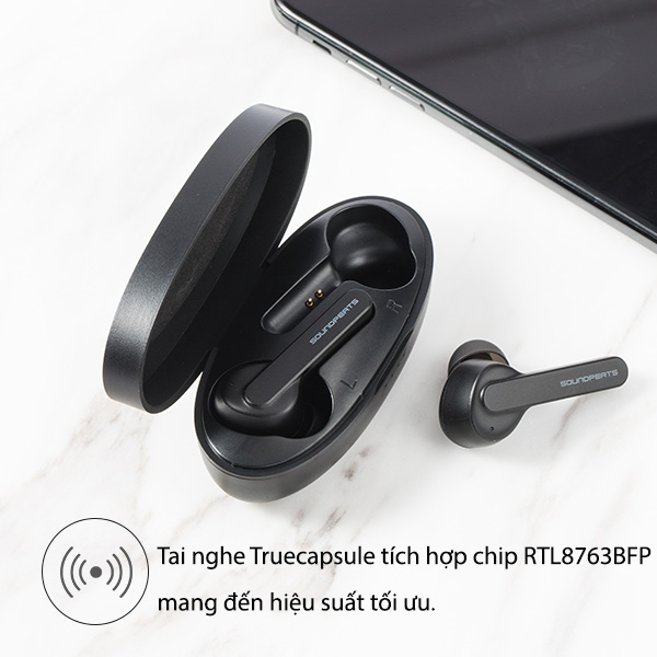 Tai Nghe Bluetooth Earbuds SoundPeats TrueCapsule có thiết kế công thái học và 3 kích thước của eartip mang lại sự vừa vặn thoải mái và cực kỳ chắc chắn - Hàng Chính Hãng