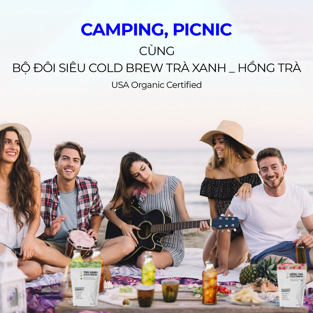 Combo Trà Cold Brew Trà Xanh &amp; Hồng Trà Hữu Cơ - Chứng Nhận USA Organic, Nguyên Lá, Túi Zip 100g