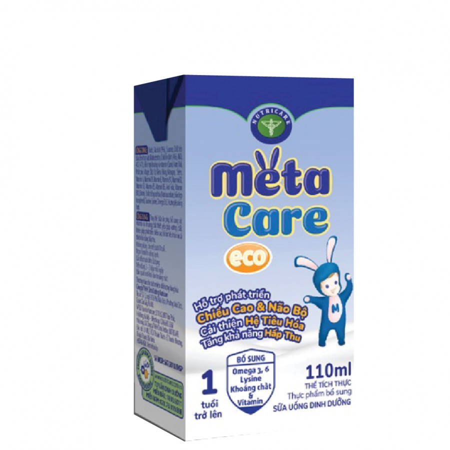 Thùng sữa nước Nutricare Metacare ECO - phát triển toàn diện cho trẻ từ 1 tuổi (110ml x 48 hộp)