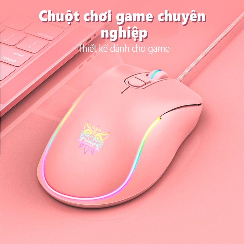 Chuột chơi game có dây ONIKUMA CW907 màu hồng với đèn RGB [Hàng chính hãng]