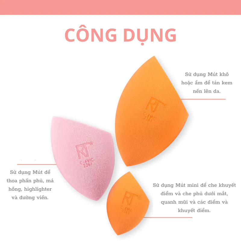 Set 3 mút trang điểm Real Techniques ultimate sponge trio