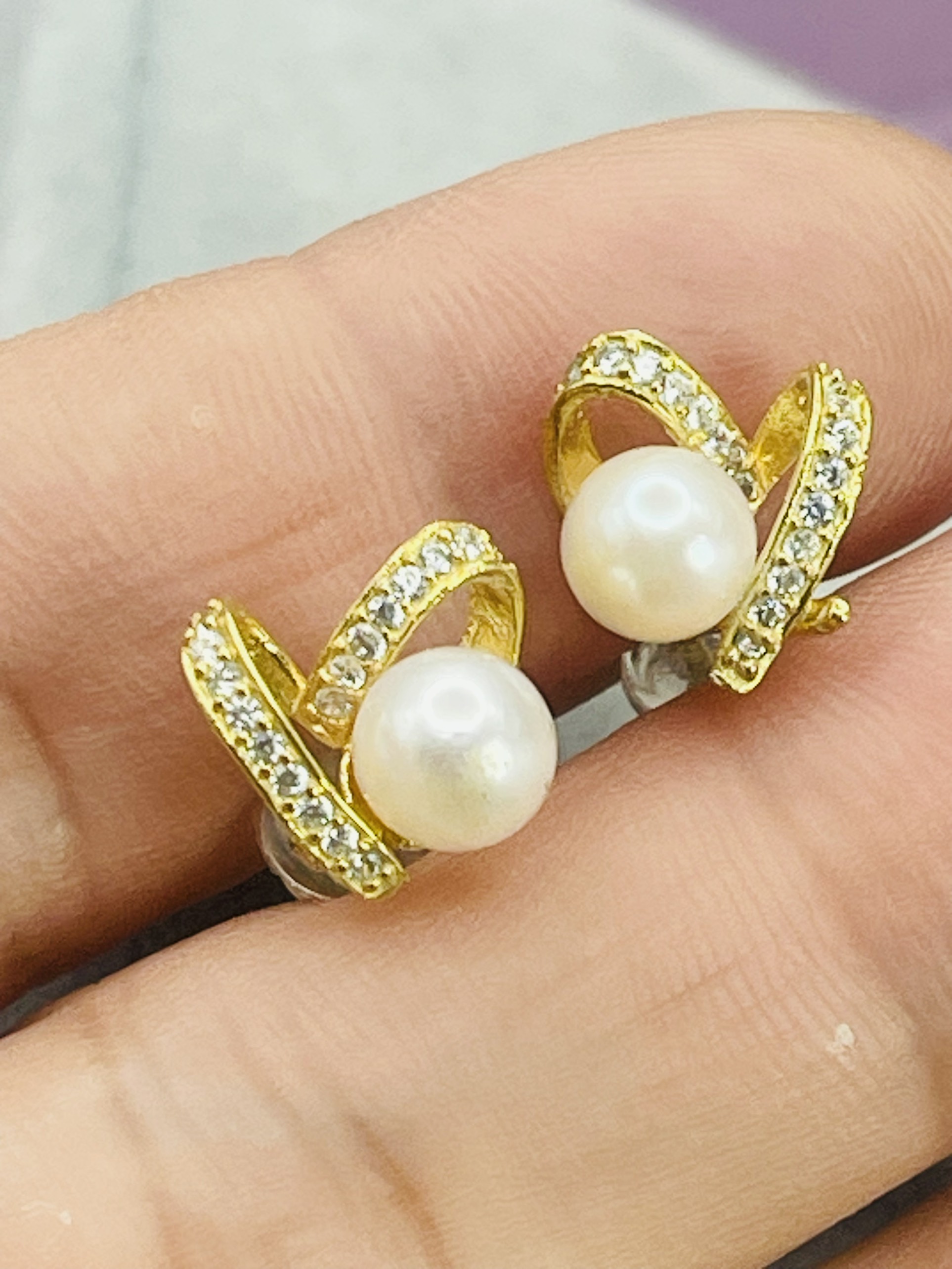 Hoa tai Bạc 925 xi vàng Trai mặn Akoya