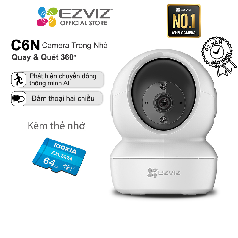 Combo Camera Wi - Fi Trong Nhà Ezviz C6N 2Mp Và Thẻ Nhớ 32Gb64Gb - Hàng Chính Hãng - Kèm Thẻ 64Gb