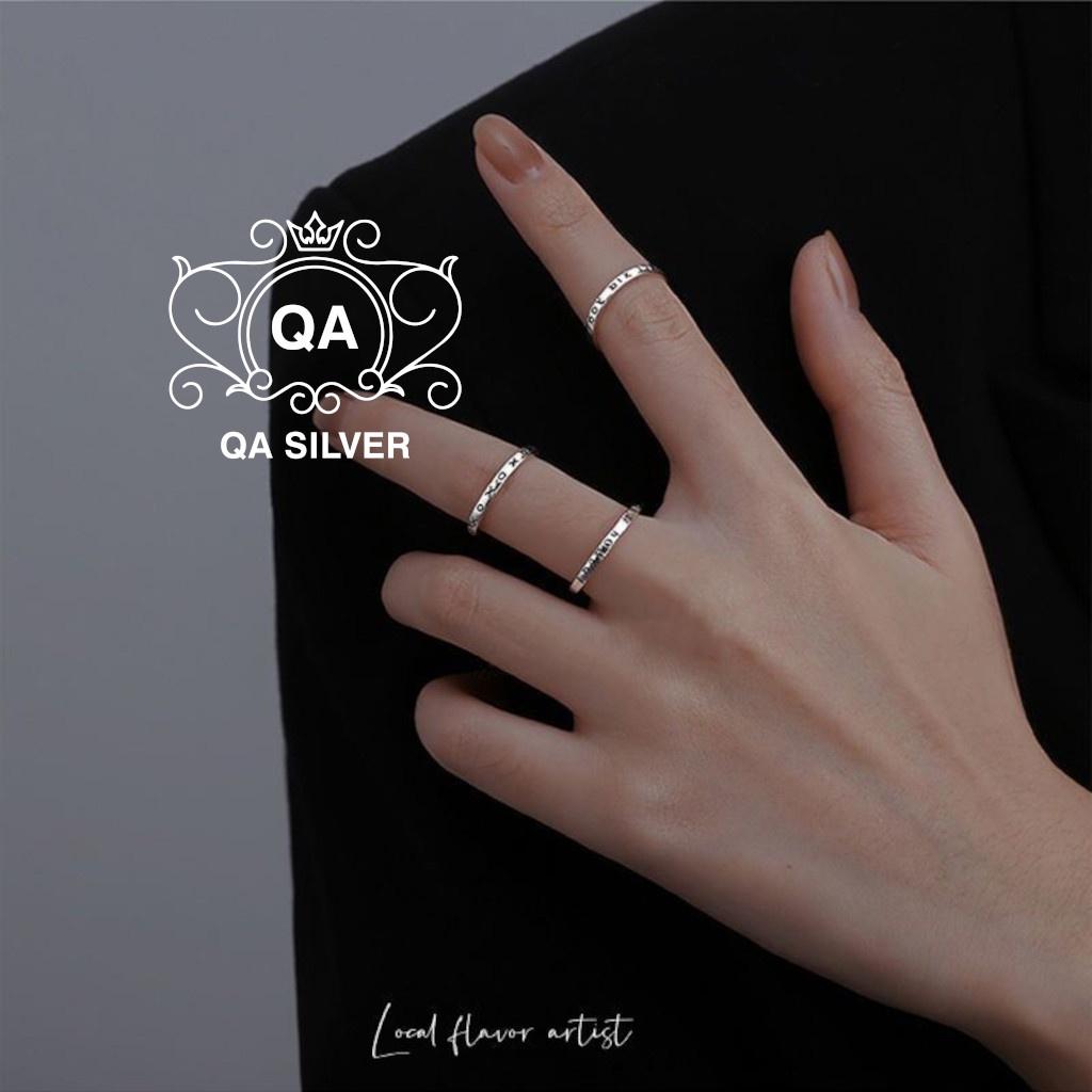 Nhẫn bạc 925 khắc chữ Hy Lạp cổ nhẫn nam nữ S925 LETTER Silver Ring RI220701