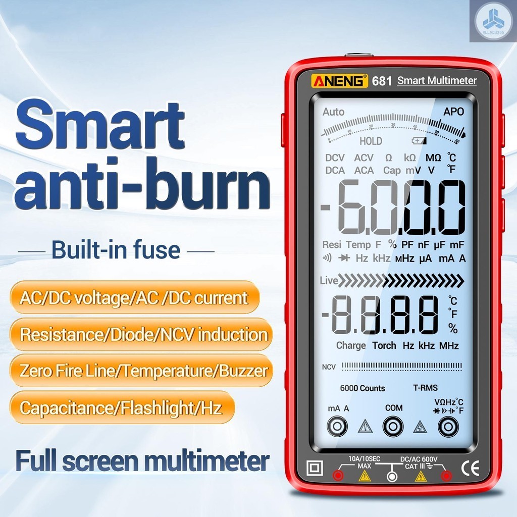 Đồng Hồ Vạn Năng KTS AN681 LCD Superview 5 Inch Backlit Pin Sạc CATIII NCV 6000 Counts Độ Chính Xác Cao
