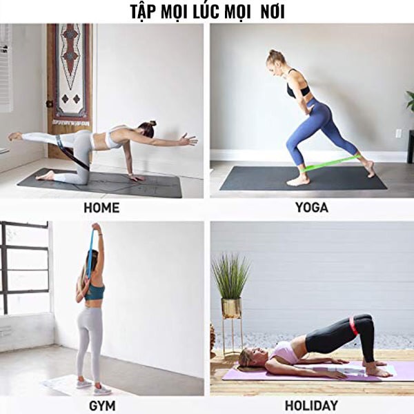 BỘ 4 DÂY KHÁNG LỰC TẬP MÔNG ĐÙI, DÂY MINIBAND TẬP GYM, FITNESS, YOGA, PILATES - HÀNH CHÍNH HÃNG