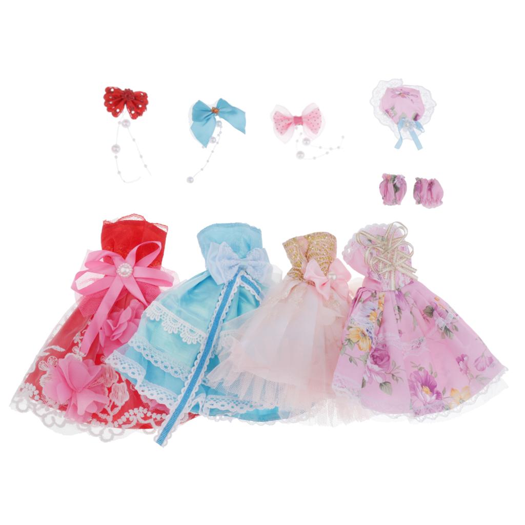 36cm Ball Jointed Girl Doll Body White Skin With 4 Set Princess Dress