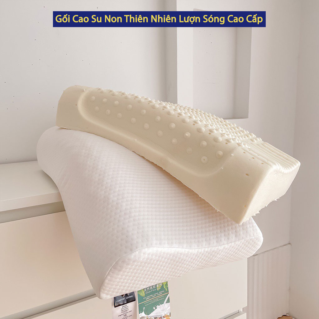Gối Cao Su Non Tự Nhiên Lượn Sóng Không Áp Suất Người Lớn Chống Đau Cổ Vai Gáy
