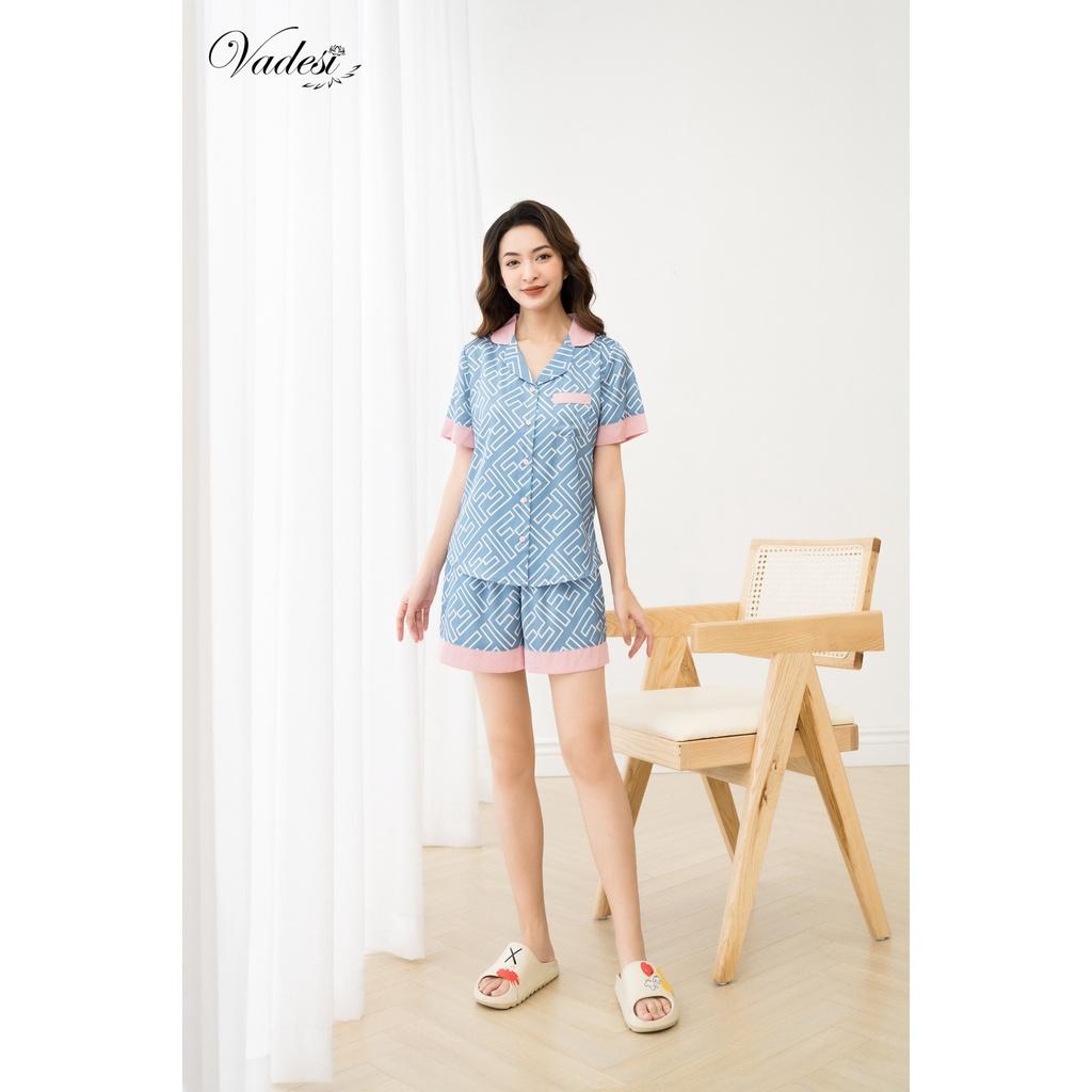 Bộ Pijama Đùi Nữ - Vadesi, Đồ Mặc Nhà Lụa Luxury Cao Cấp Họa Tiết Đẹp