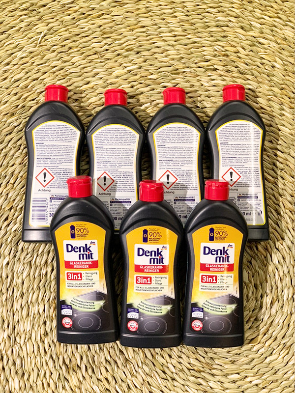 Dung Dịch Vệ Sinh Bếp Từ Denkmit Glaskeramikreiniger 3in1 bảo vệ mặt bếp, tẩy sạch dầu mỡ rất tiện dùng.