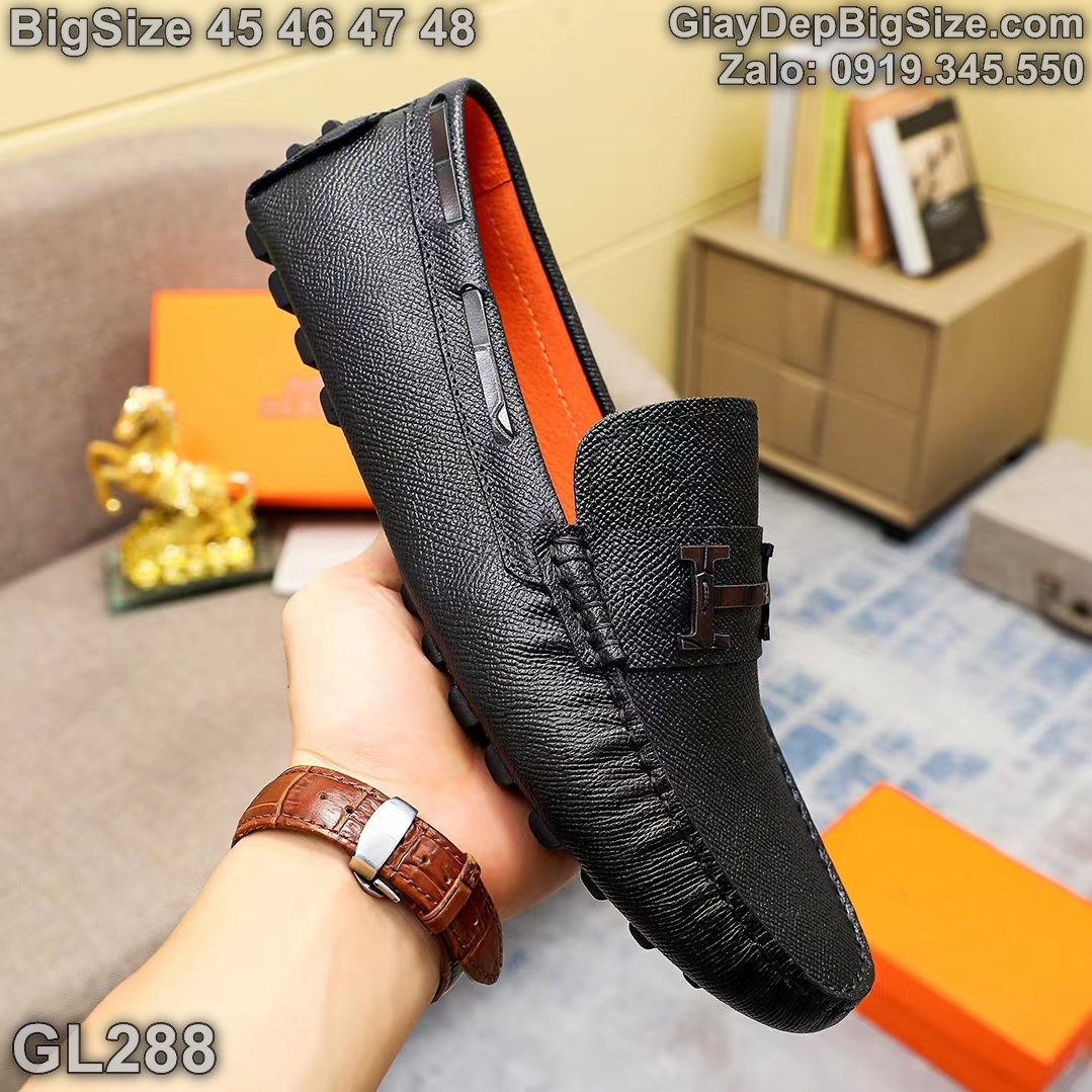 Giày mọi da đóng thủ công, giày lười cỡ lớn 45 46 47 48 cho nam cao to chân ú bè. Big size handmade loafer for wide feet