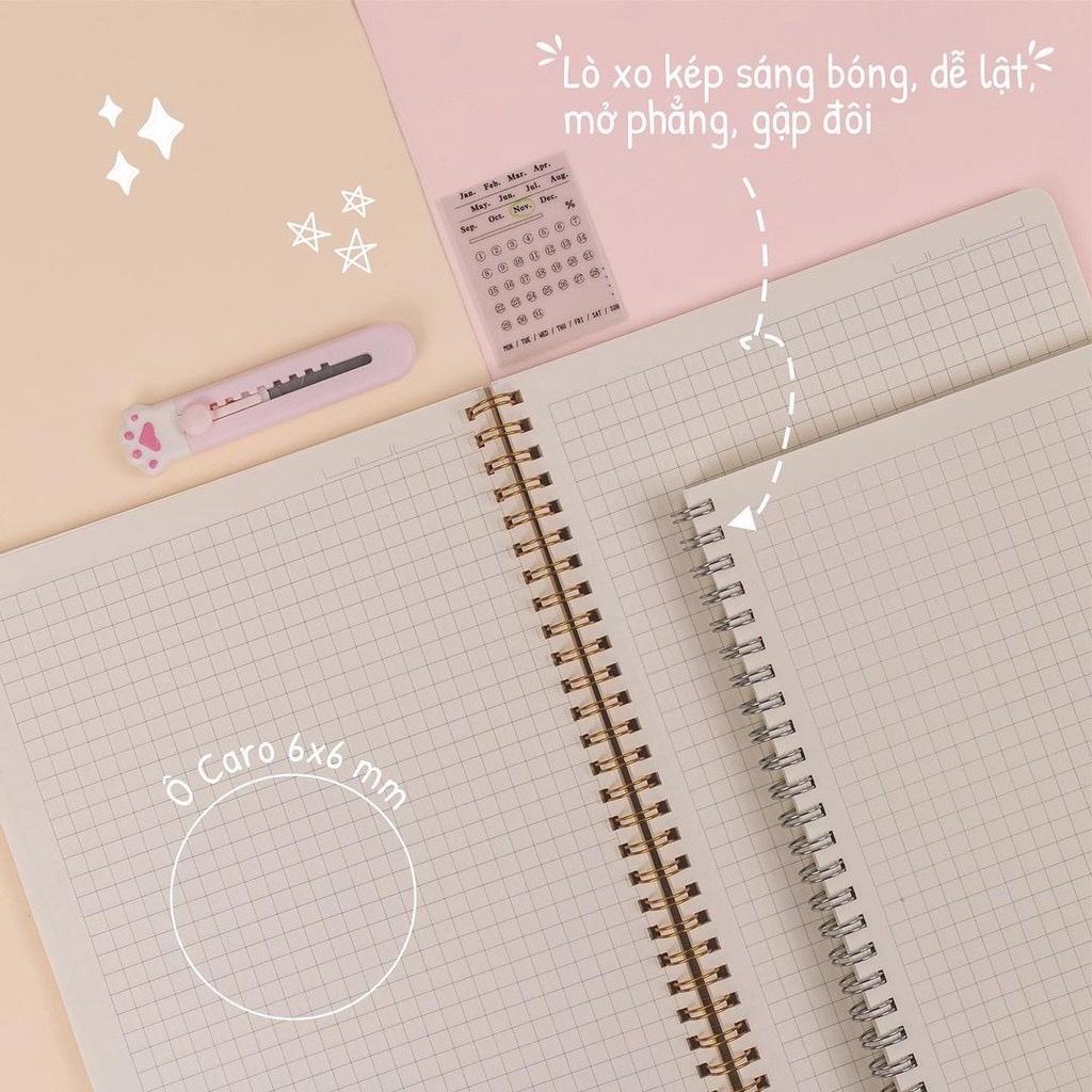 Vở lò xo kép Caro mm B5 bìa trong - 120/200 trang - VPP Thiên Ái