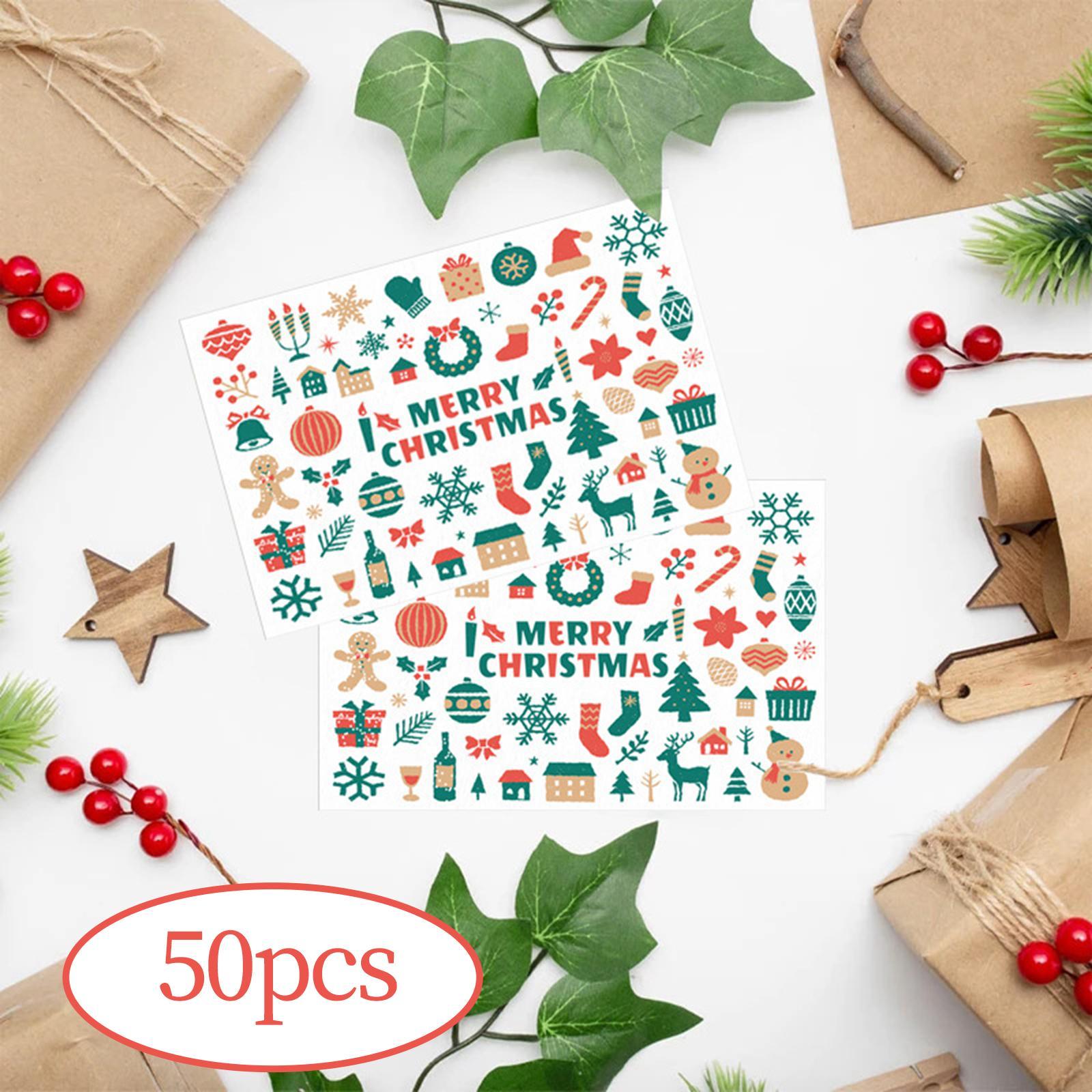 50Pcs Christmas Cards Greeting Presents Cards Snowman Reindeer Gift Crafts Xmas Cards for Holiday Wedding Birthday Festival