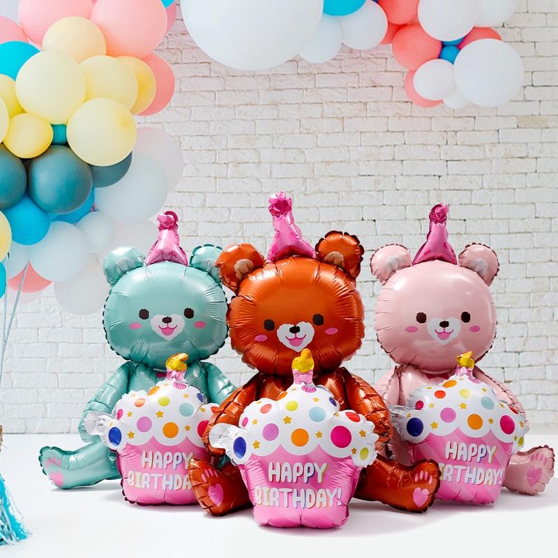 Bong Bóng Nhôm Hình Gấu Hoạt Hình 4D Dễ Thương Trang Trí Tiệc Sinh Nhật/Tiệc Cưới