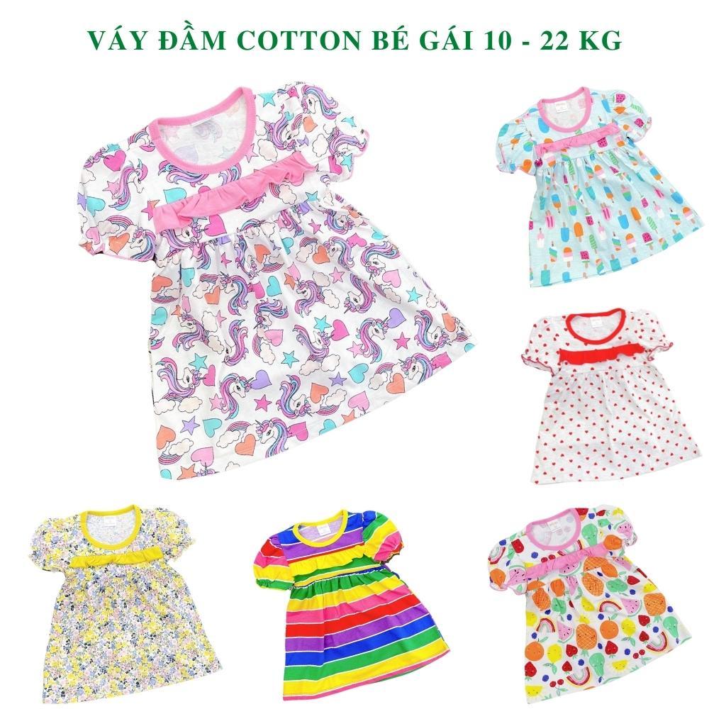 Đầm cotton xuất dư bé gái dáng đuôi cá siêu dễ thương, thoáng mát mùa hè, váy đầm bé gái mềm mịn