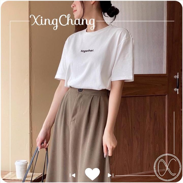 Áo thun nữ trắng giá rẻ, áo thun hè cao cấp chất mịn đẹp nữ tính in Together mã NXC21